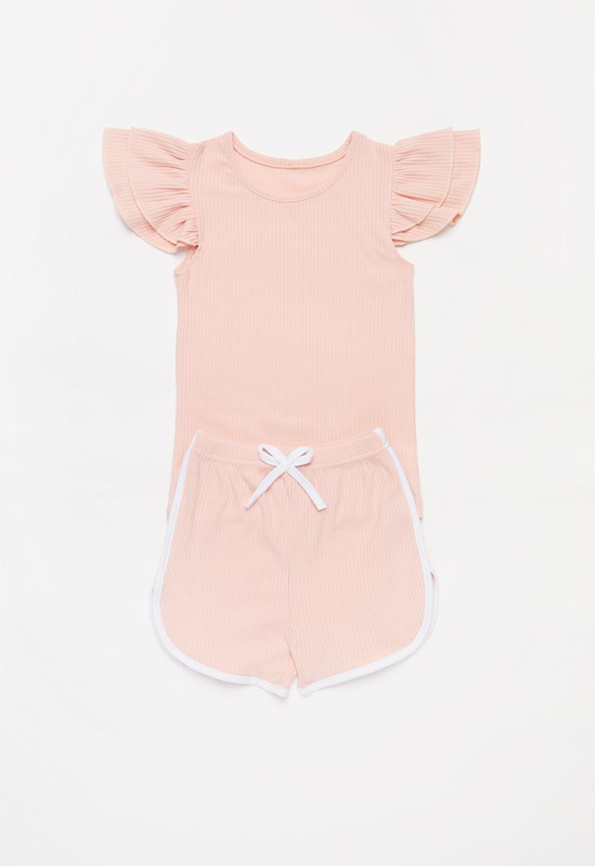 Pop Candy - Girls ruffle top & shorts set - pink