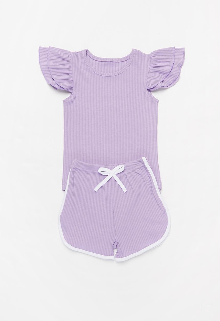 Pop Candy - Girls ruffle top & shorts set - purple
