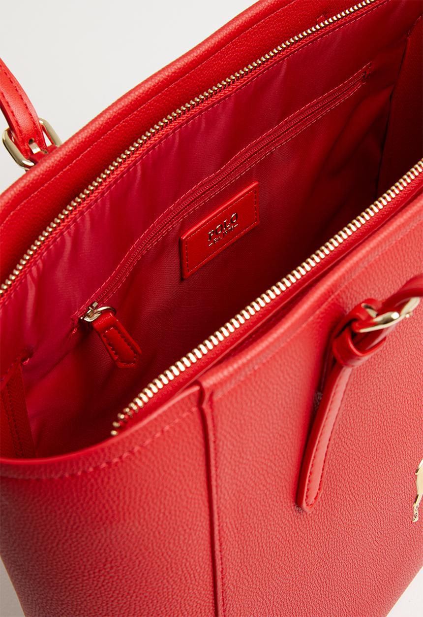POLO - Gold pony tote bag - red