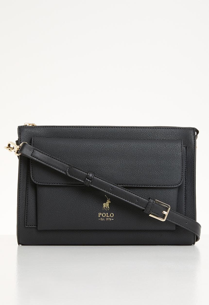 POLO - Gold pony sling bag - black