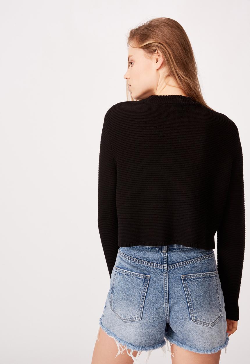 Cotton On - Cotton cropped pullover - black