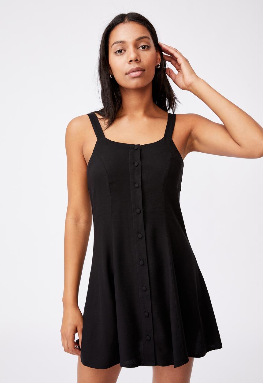 Cotton On - Woven blair button through strappy mini dress - black