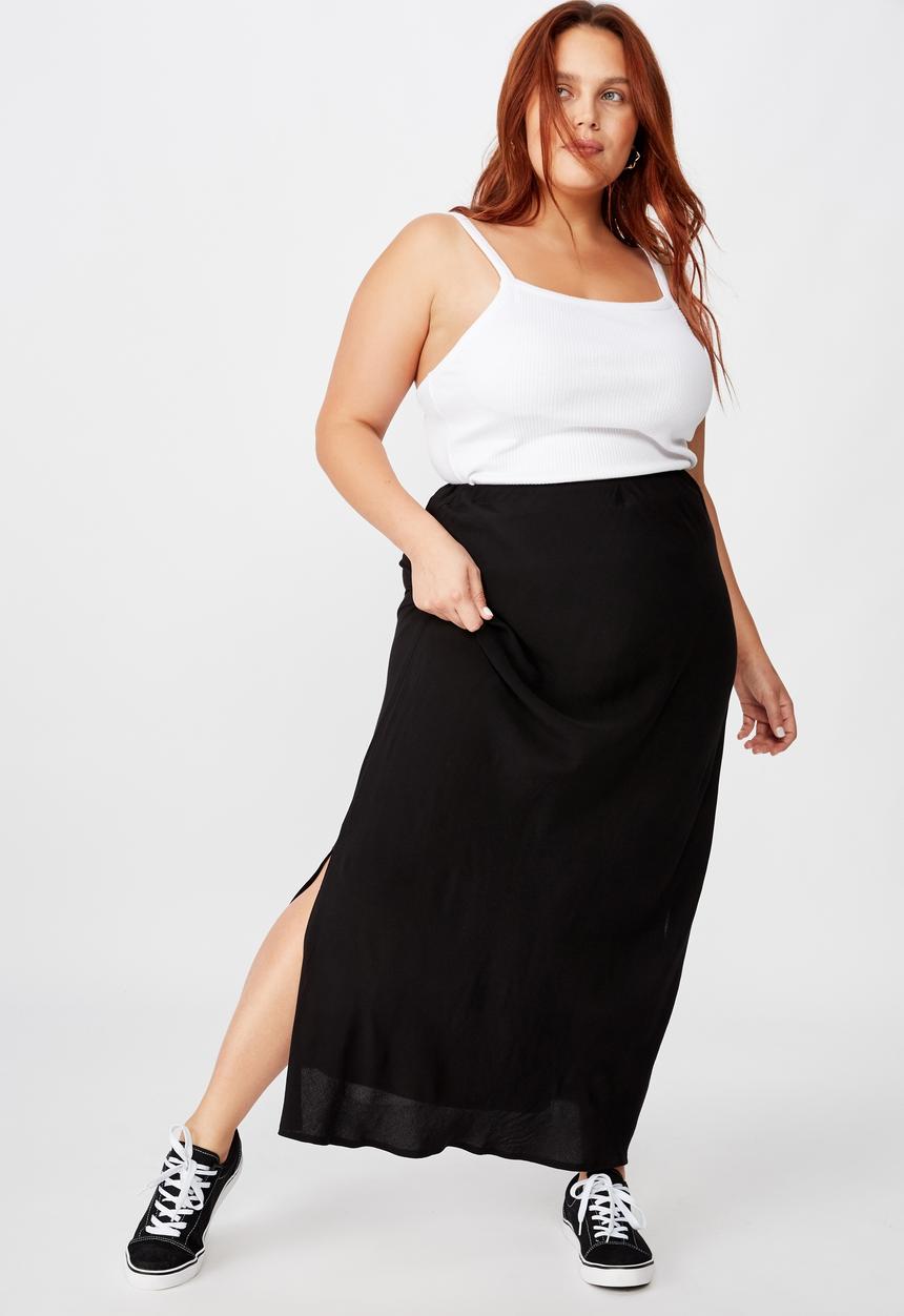 Cotton On - Curve all day slip skirt - black