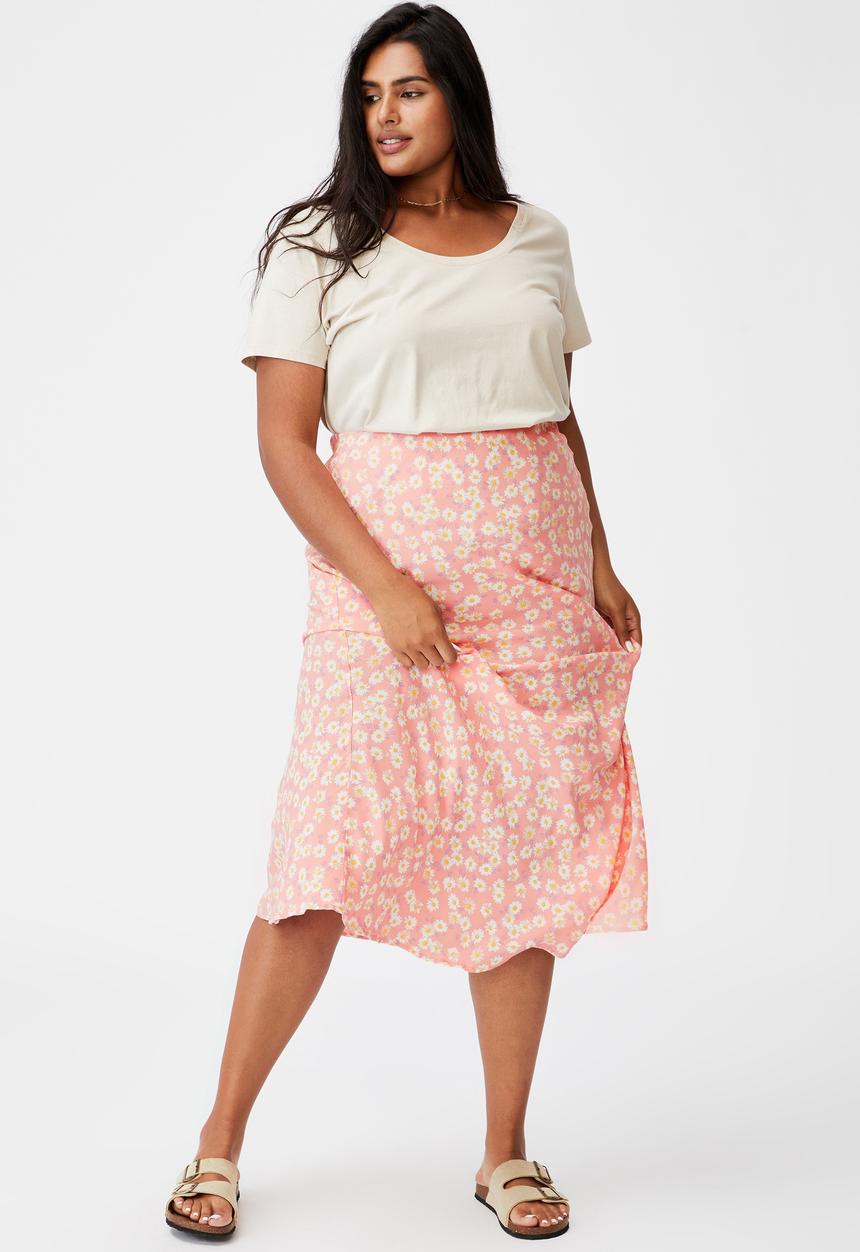 Cotton On - Curve all day slip skirt - peach