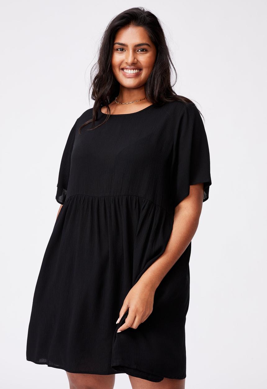 Cotton On - Curve good times babydoll mini dress - black