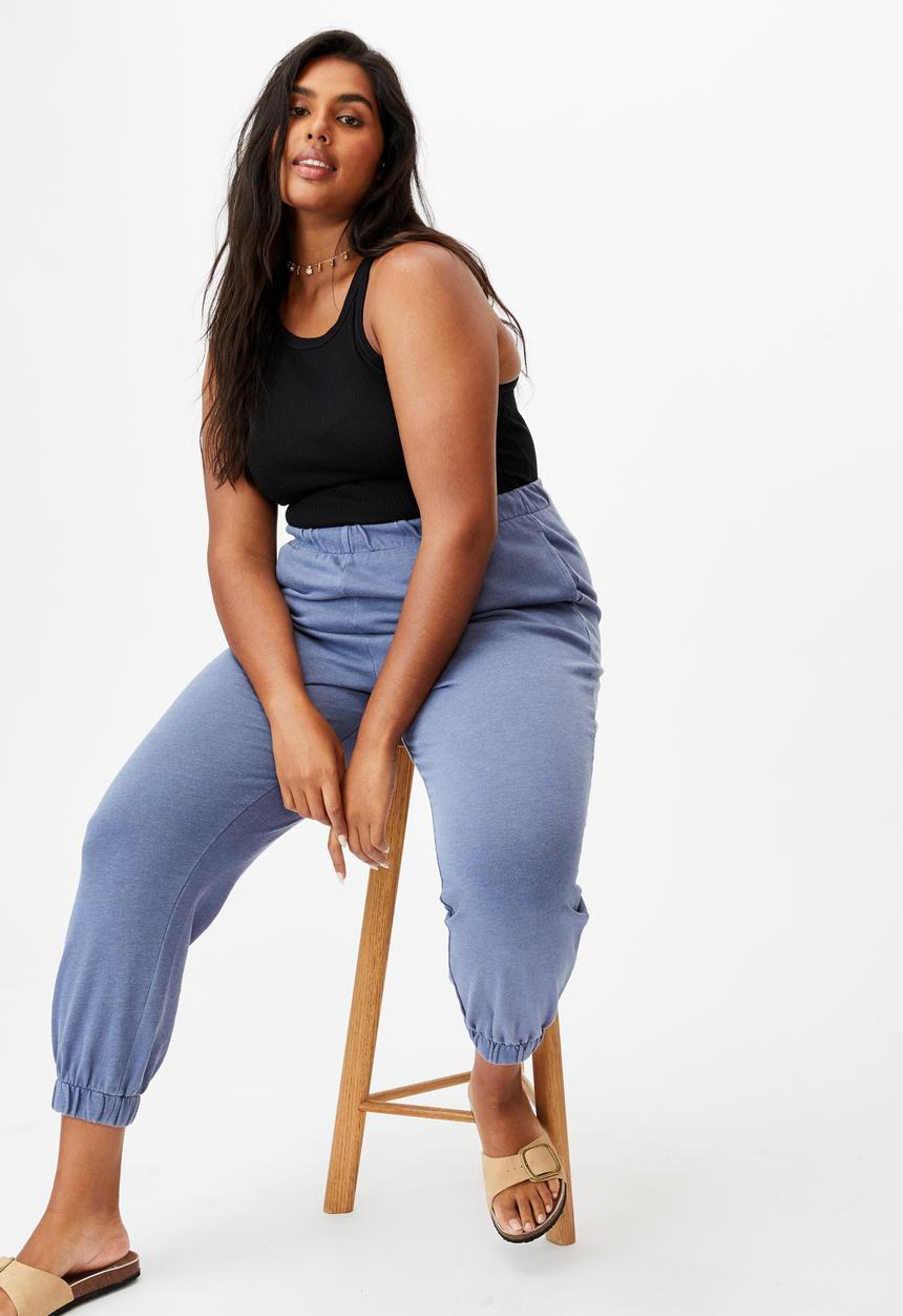 Cotton On - Curve high rise trackpant - blue
