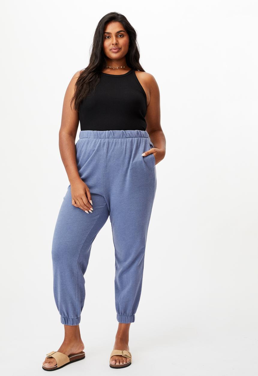 Cotton On - Curve high rise trackpant - blue