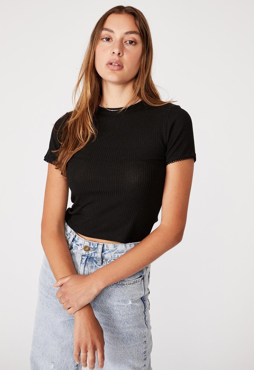 Cotton On - The reggie trim tee - black