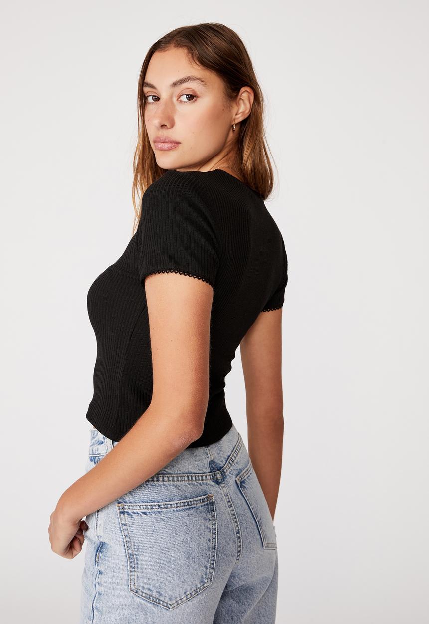 Cotton On - The reggie trim tee - black