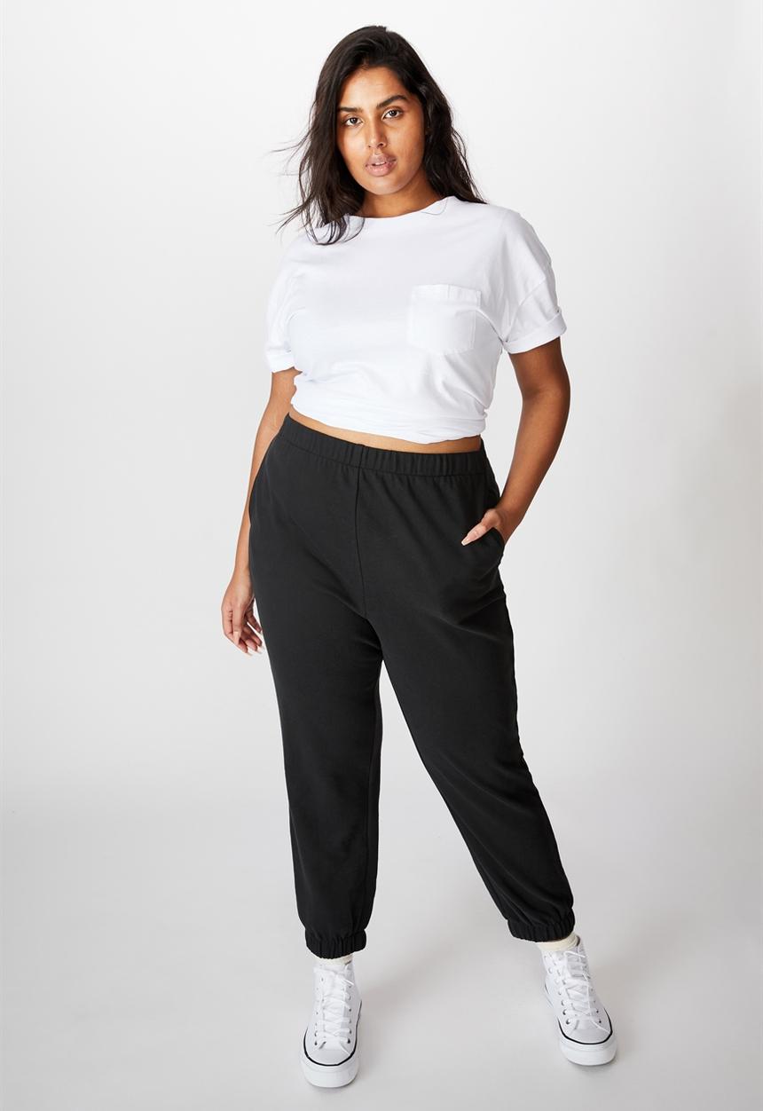 Cotton On - Curve high rise trackpant - washed black