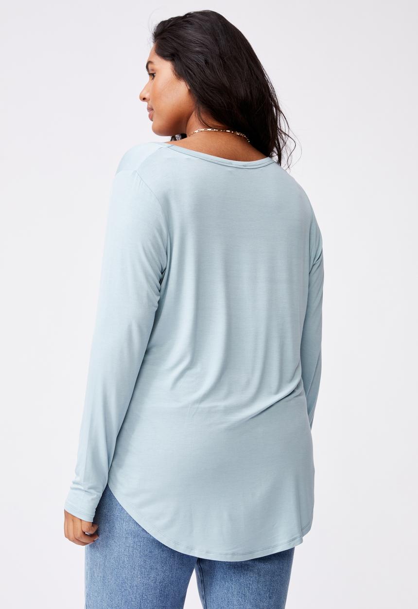 Cotton On - Curve Karly long sleeve top - light blue