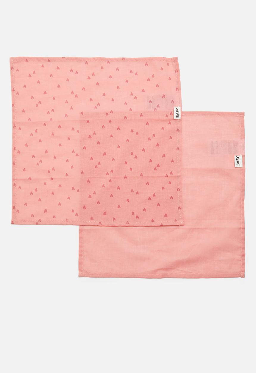 Cotton On - 2Pack organic muslin facewasher - pink