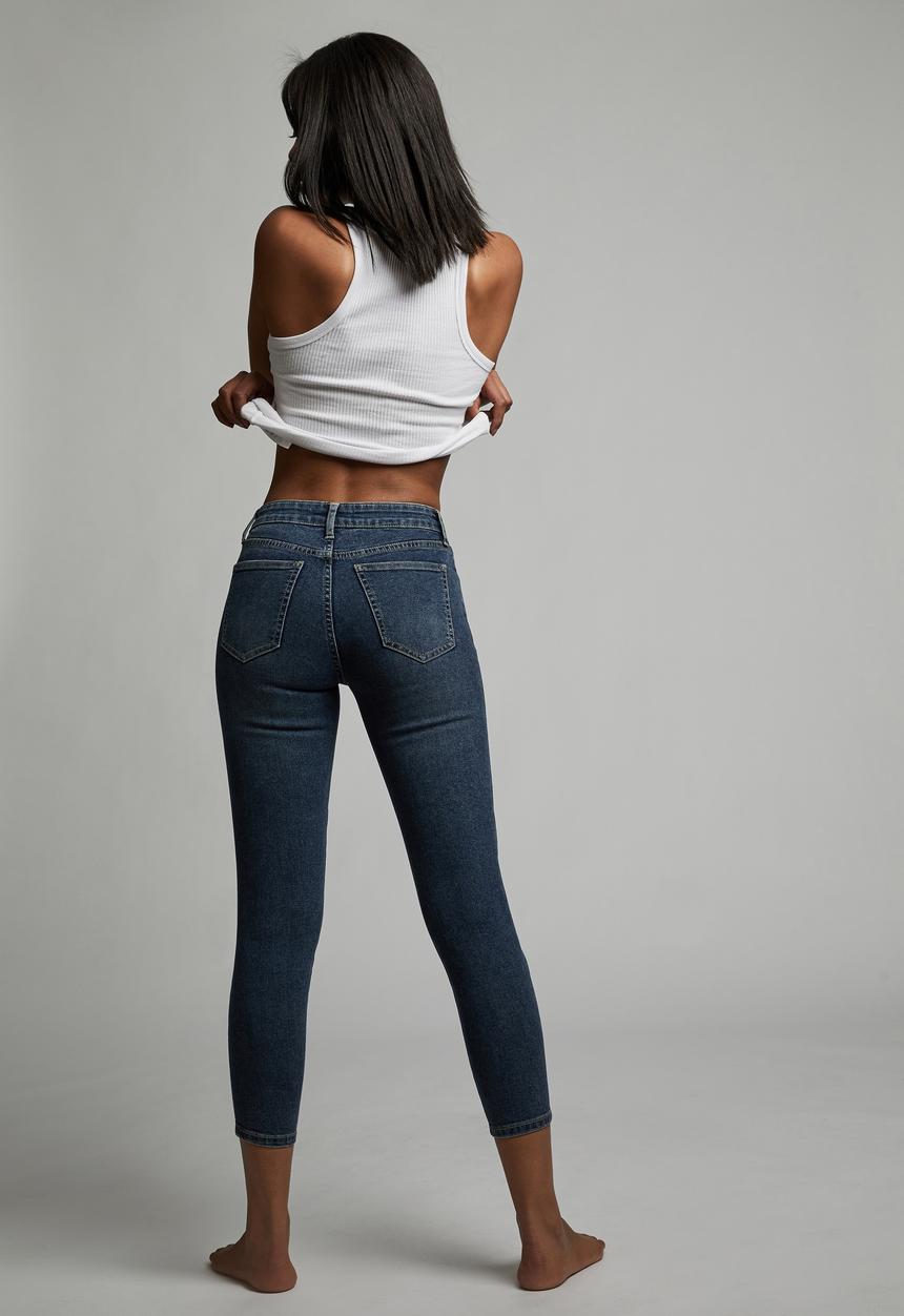 Cotton On - Mid rise cropped skinny jeans - southside blue