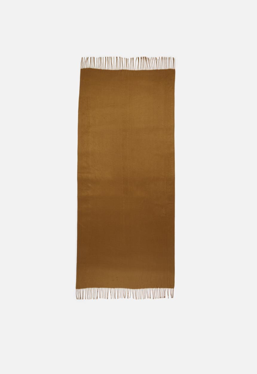 edit - Knitted fringed scarf - brown