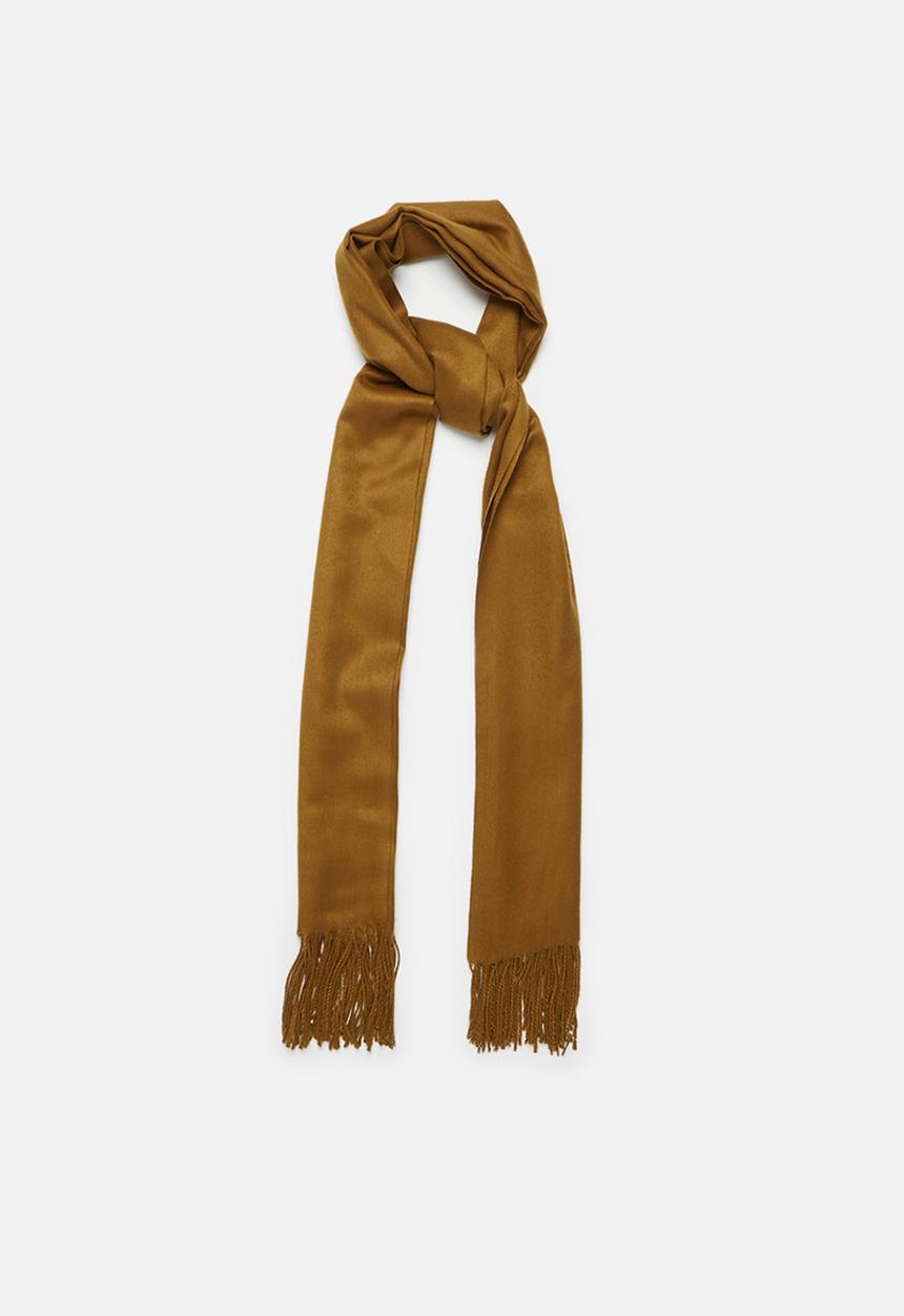 edit - Knitted fringed scarf - brown