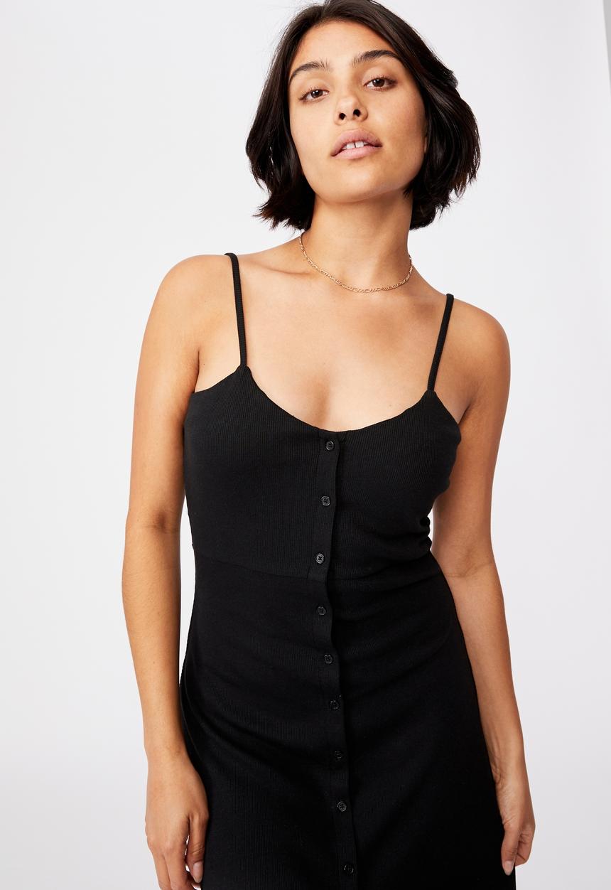 Cotton On - Jillian button through midi dress - black