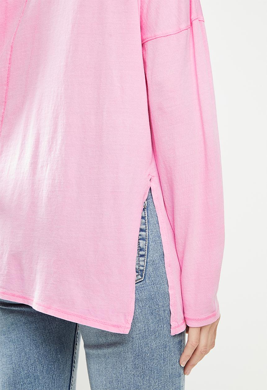 Cotton On - Oversized side split long sleeve top - pink