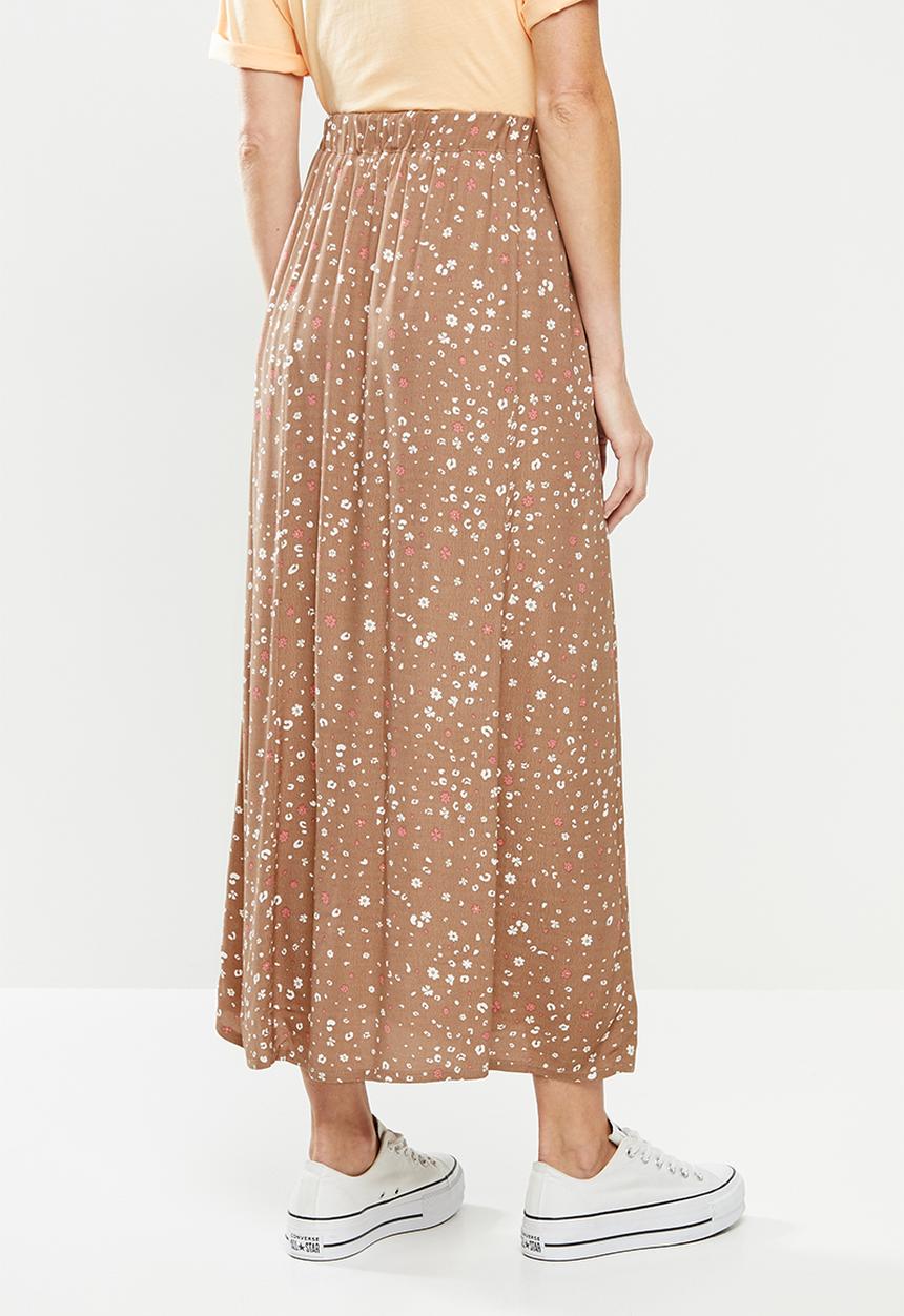 Cotton On - Amore button maxi skirt - brown