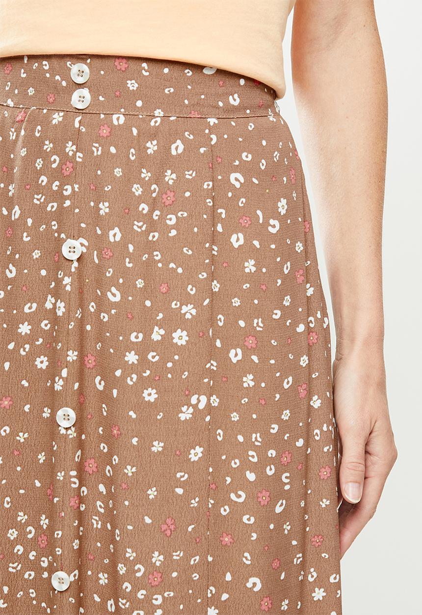Cotton On - Amore button maxi skirt - brown