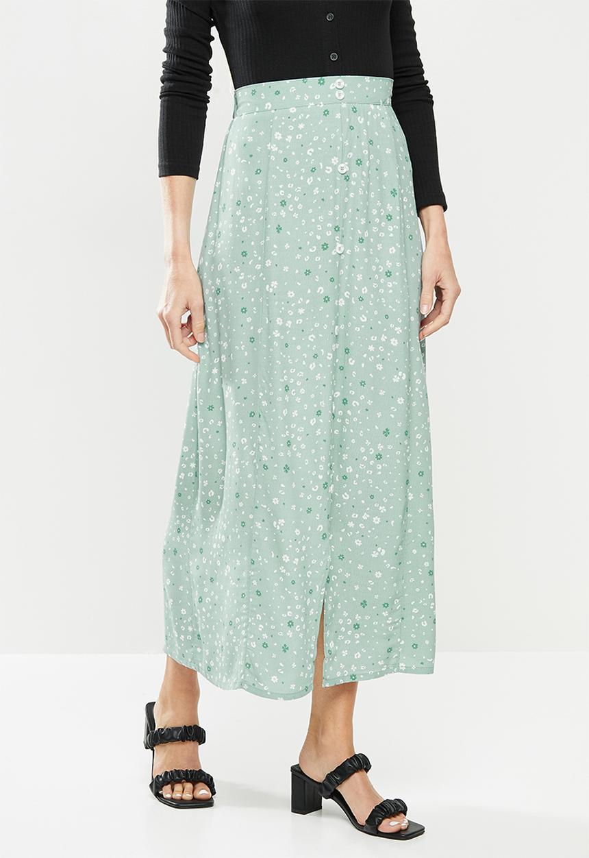 Cotton On - Amore button maxi skirt - green