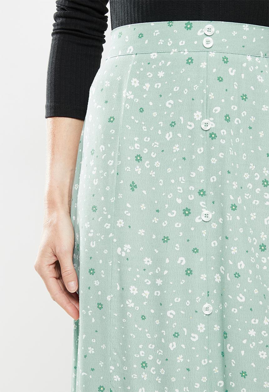 Cotton On - Amore button maxi skirt - green