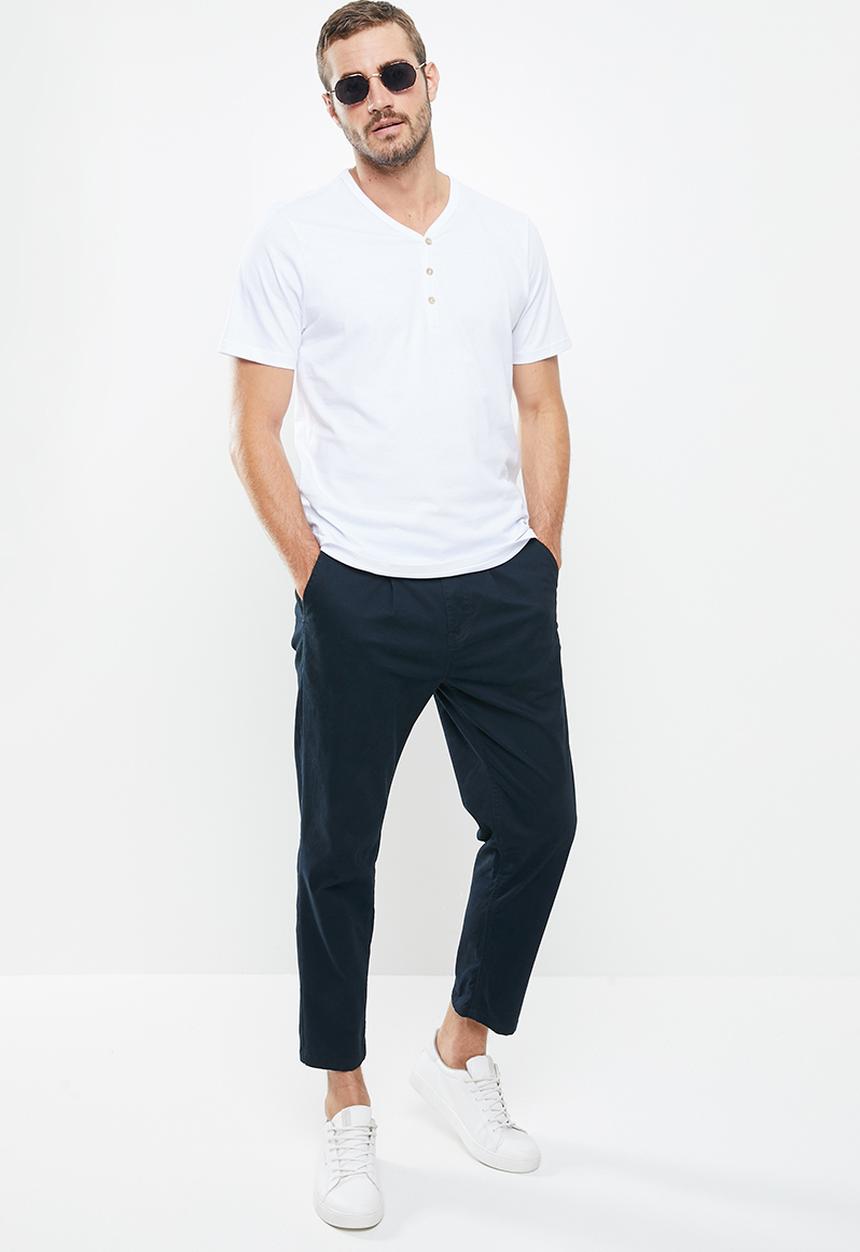 Cotton On - 3 Pack mens essential henley tee - white