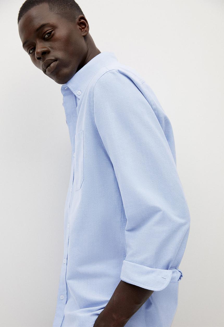 MANGO - Oxford shirt - blue lt