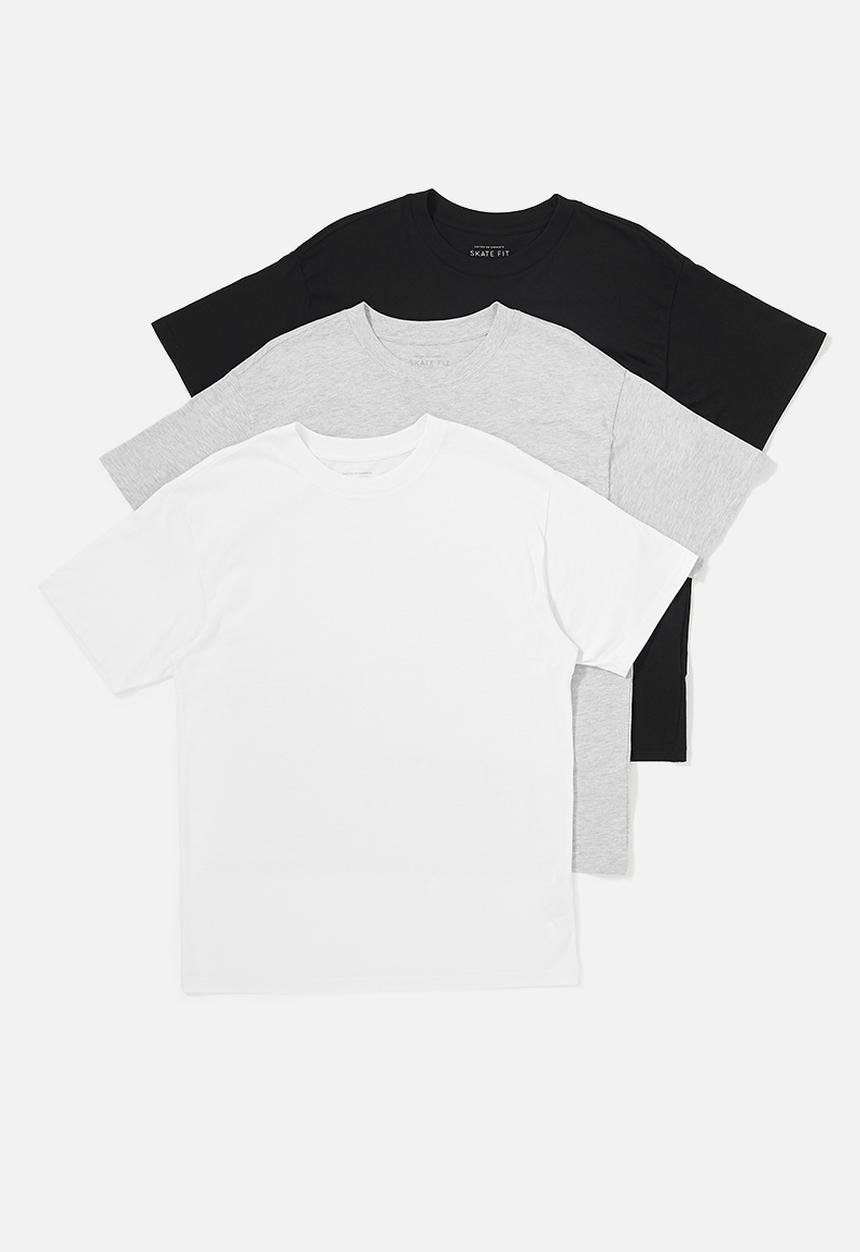 Cotton On - 3 Pack mens essential skate tee - multi 