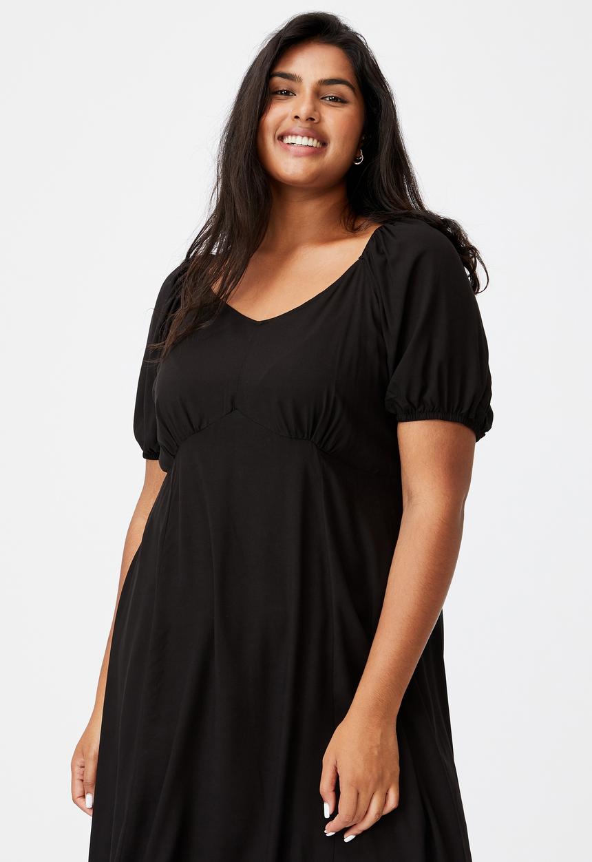 Cotton On - Curve mary midi dress - black