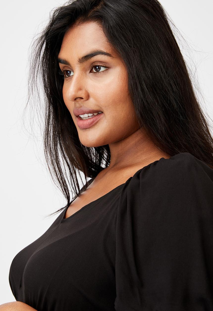 Cotton On - Curve mary midi dress - black