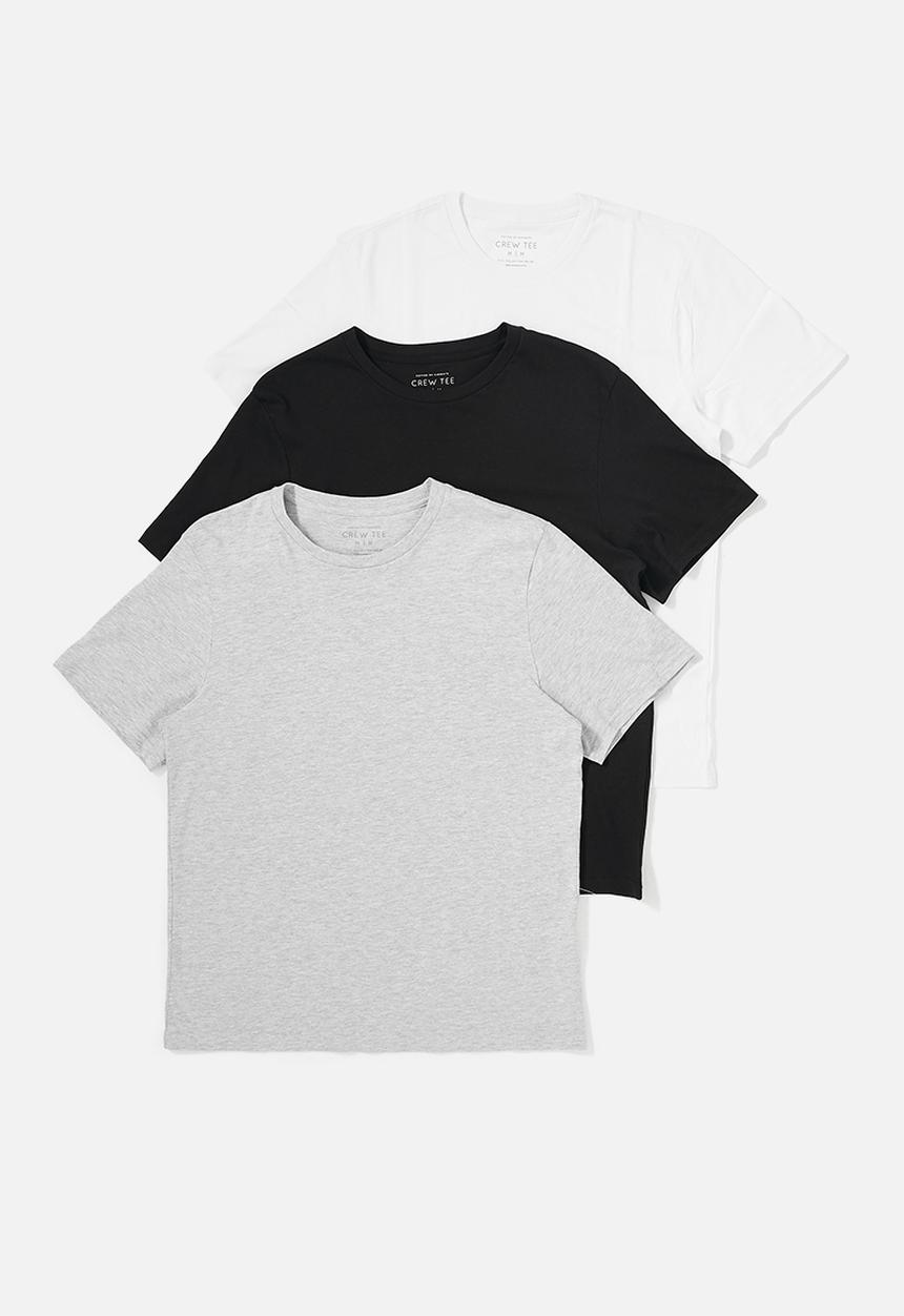 Cotton On - 3 Pack mens essential crew tee - multi 