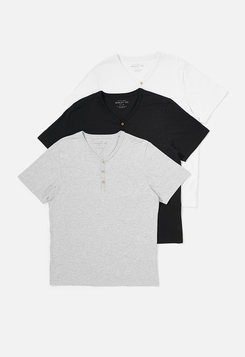 Cotton On - 3 Pack mens essential henley tees - multi 