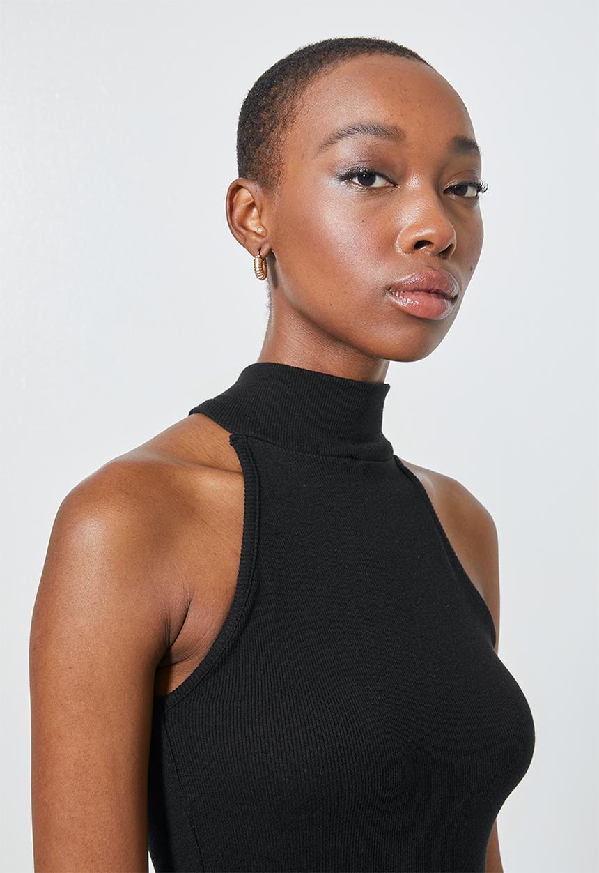 Superbalist - 2Pack lycra rib poloneck cutaway top - black & white