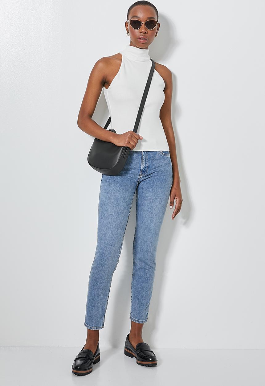 Superbalist - 2Pack lycra rib poloneck cutaway top - black & white