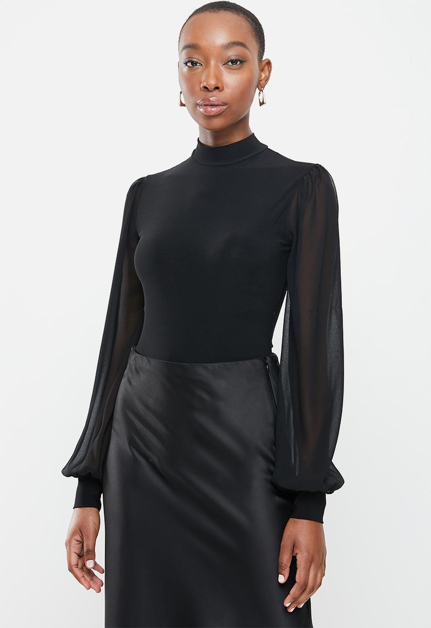 MILLA - Combo turtle neck bodysuit - black