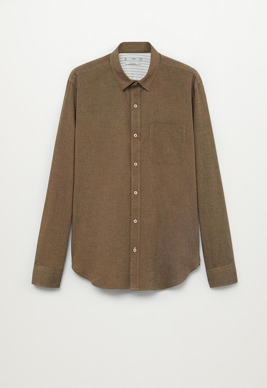 MANGO - Twill shirt- brown
