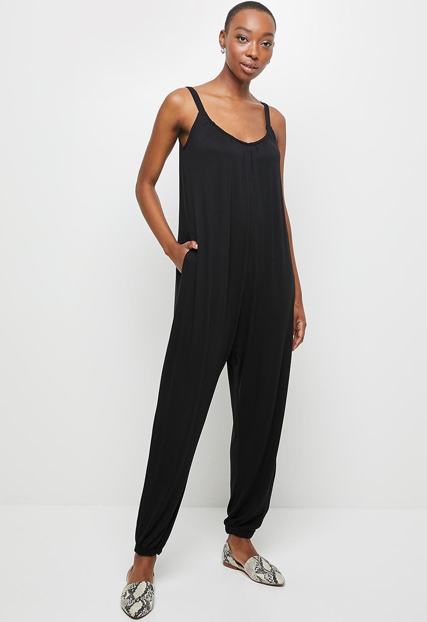 edit - Knit wide leg jumpsuit - black