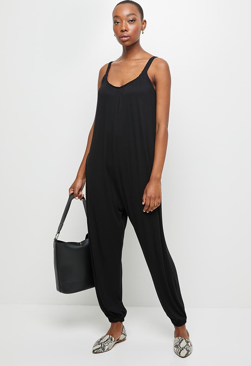 edit - Knit wide leg jumpsuit - black