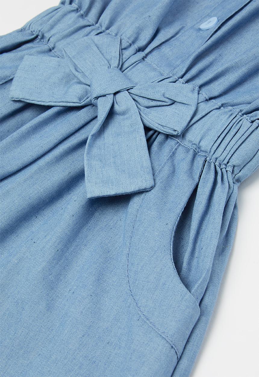 Pop Candy - Girls denim ruffle playsuit - blue