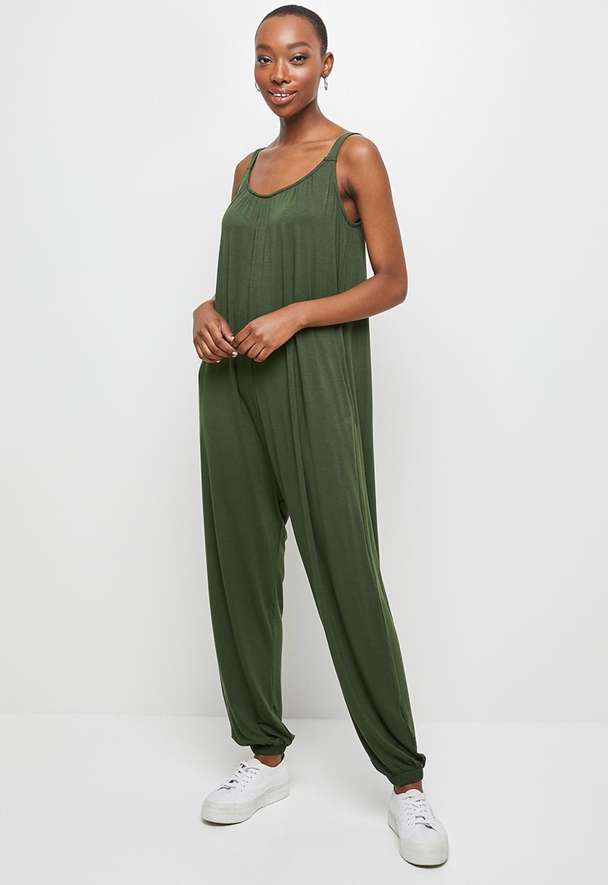 edit - Knit wide leg jumpsuit - olive