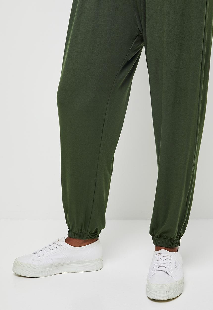 edit - Knit wide leg jumpsuit - olive
