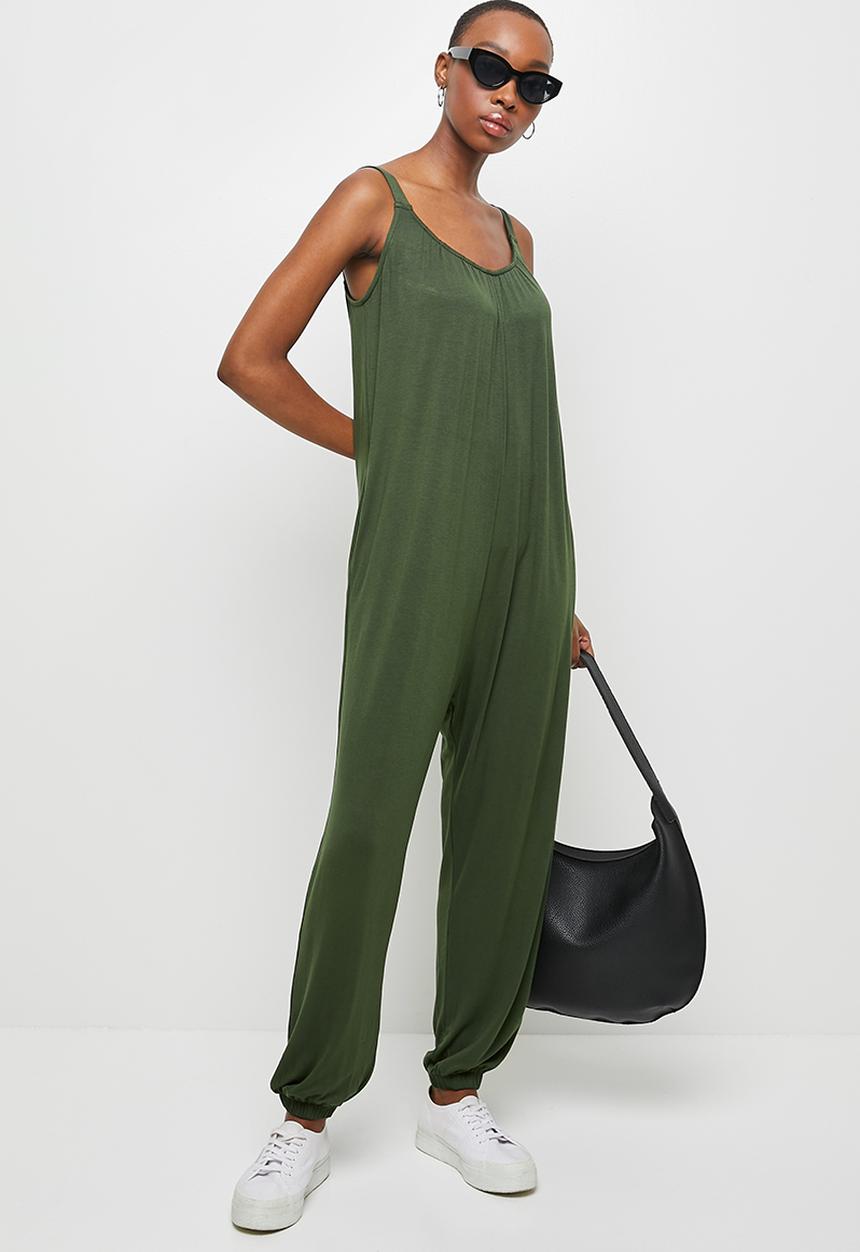 edit - Knit wide leg jumpsuit - olive