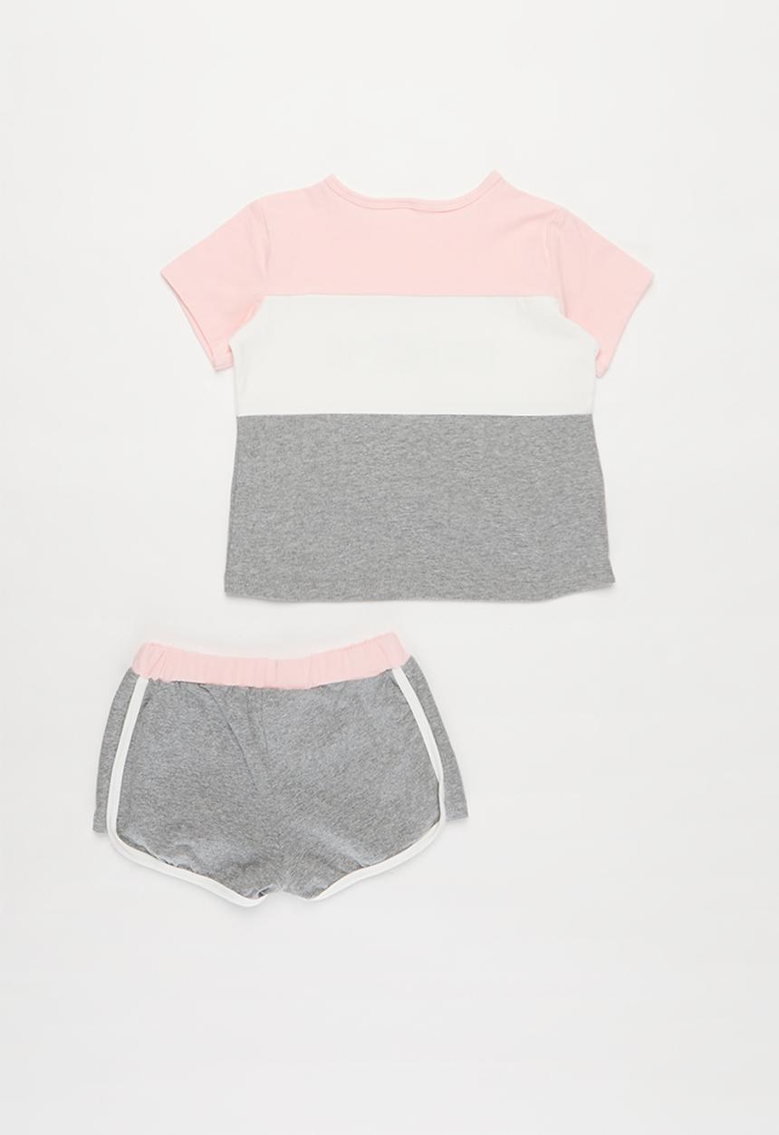 Pop Candy - Girls dreams tee & shorts set - pink & grey