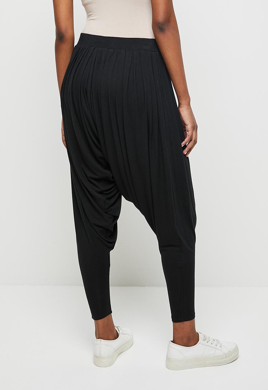 edit - High waisted cuffed harem - black