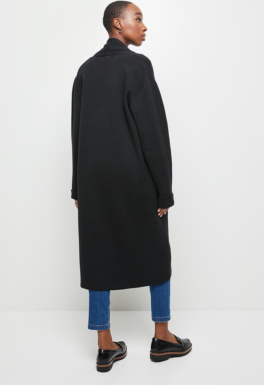 edit - Shawl collar knitwear coat - black