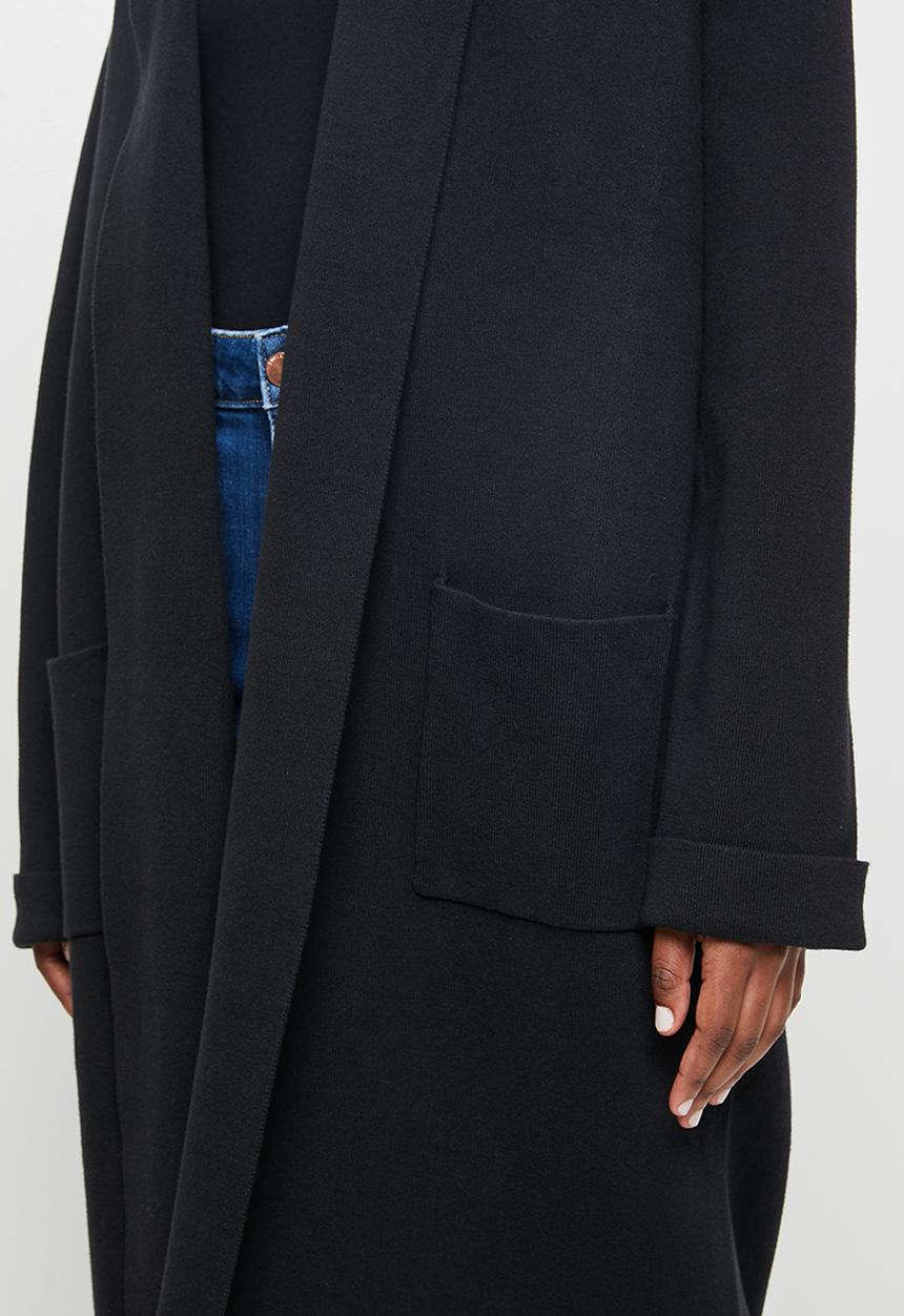edit - Shawl collar knitwear coat - black