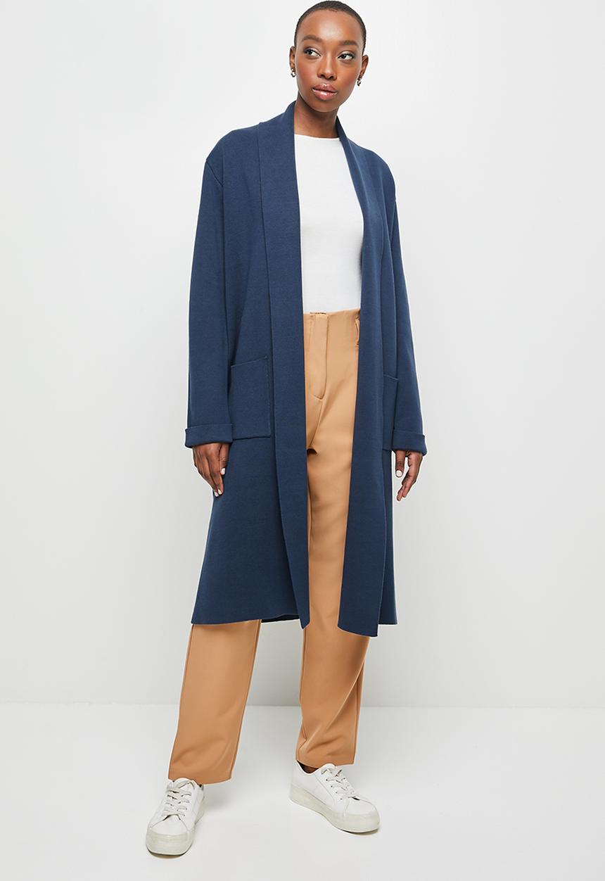 edit - Shawl collar knitwear coat - navy