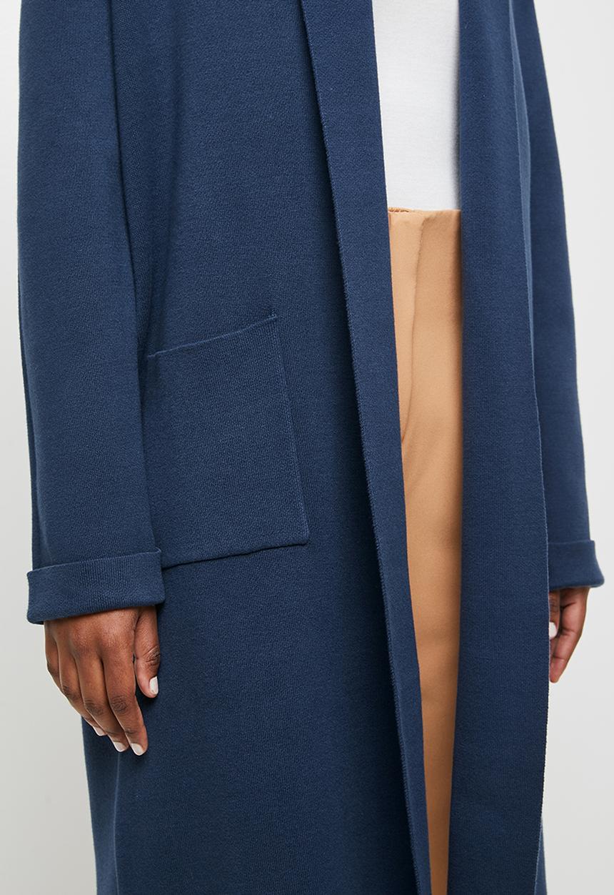 edit - Shawl collar knitwear coat - navy