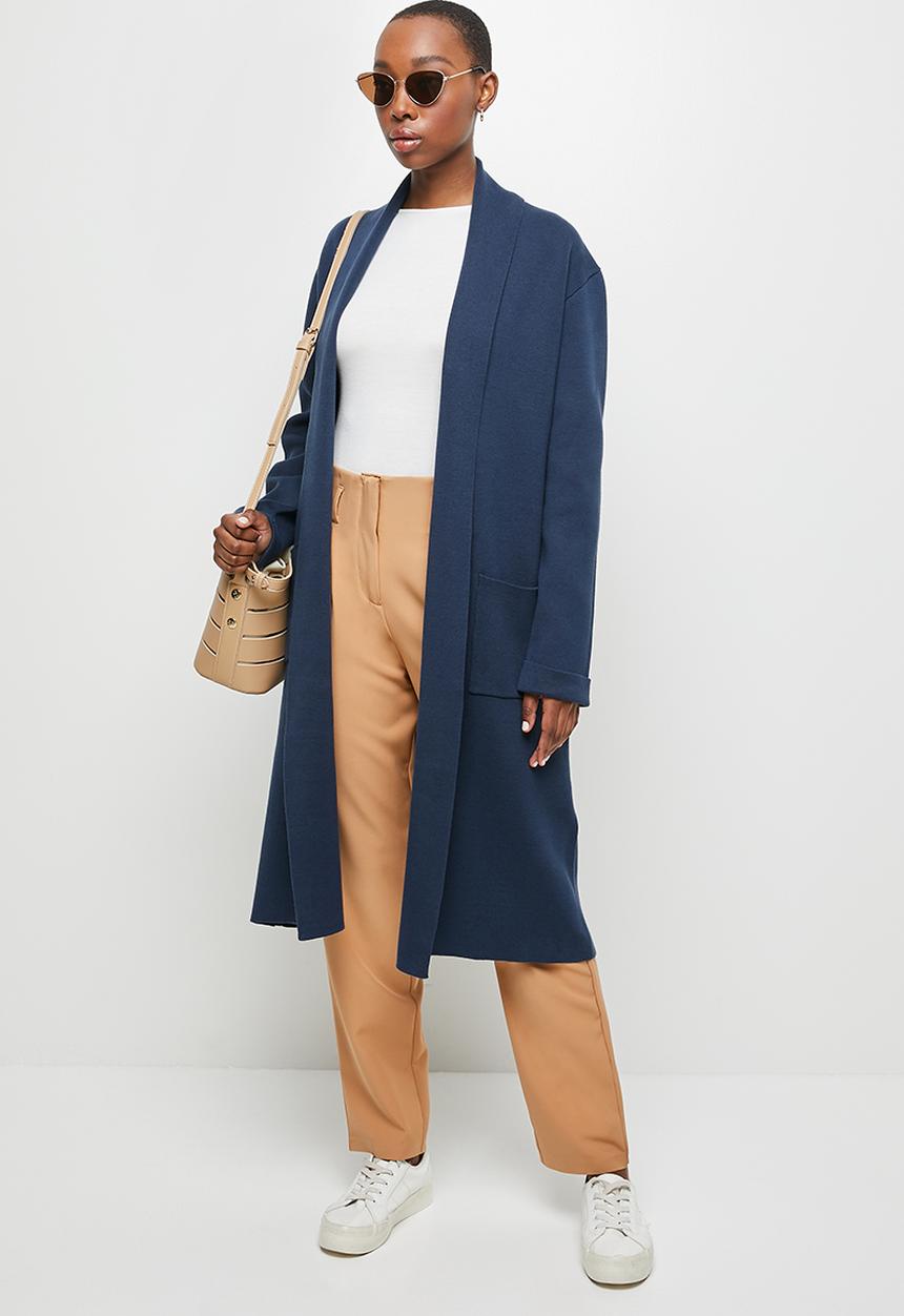 edit - Shawl collar knitwear coat - navy