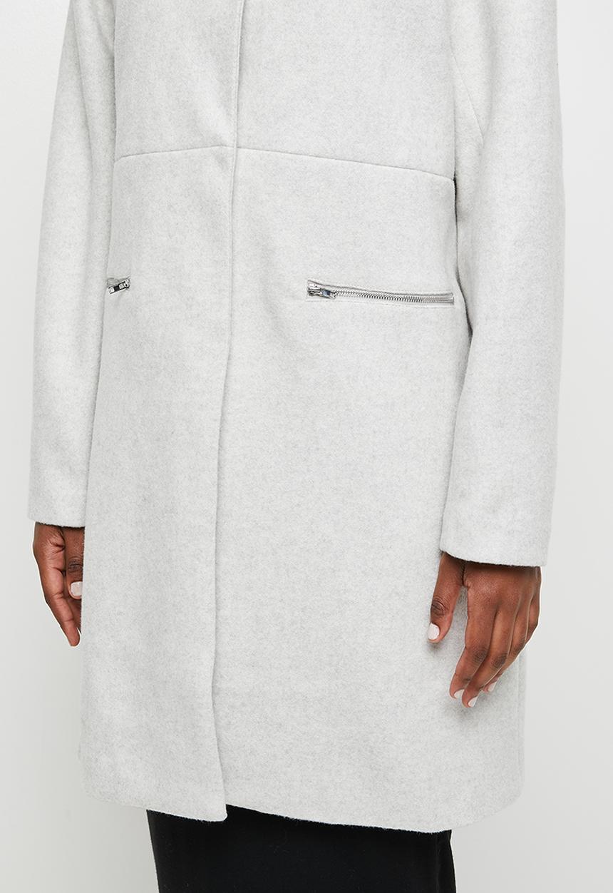 edit - Textured structured melton coat - grey